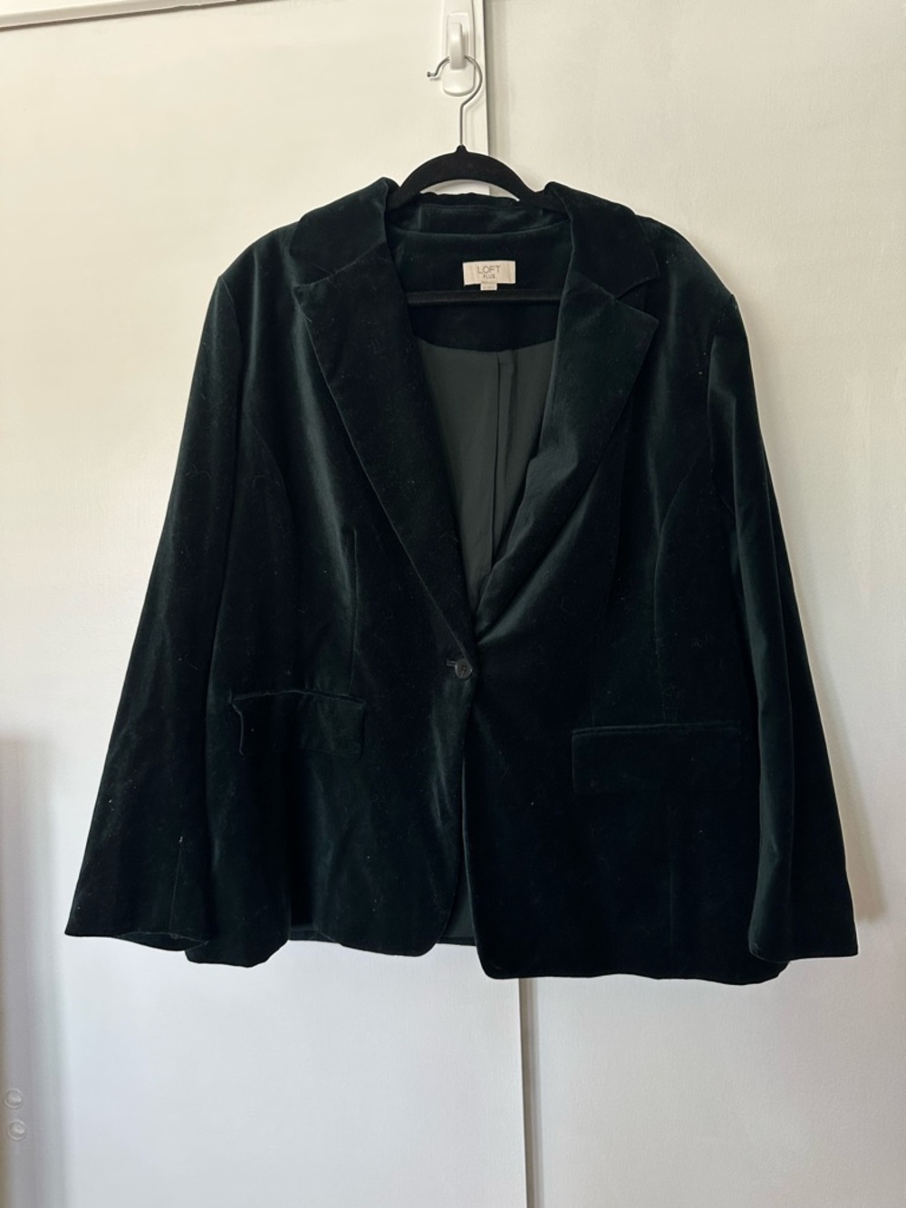 LOFT Velvet Single-Button Blazer in Deep Green size 20